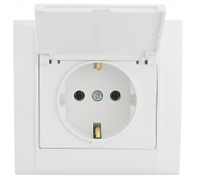 Розетка Makel с/з и крышкой СП Defne 16А IP20 бел. 42001009