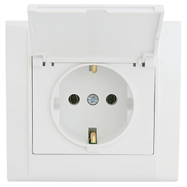 Розетка Makel с/з и крышкой СП Defne 16А IP20 бел. 42001009 Розетка Makel с/з и крышкой СП Defne 16А IP20 бел. 42001009