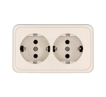 Розетка LK Studio двойная открытой установки с заземляющими контактами и защитными шторками (бежевый) 813501