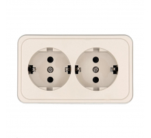 Розетка LK Studio двойная открытой установки с заземляющими контактами и защитными шторками (бежевый) 813501