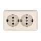 Розетка LK Studio двойная открытой установки с заземляющими контактами и защитными шторками (бежевый) 813501