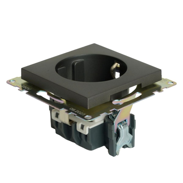 Розетка 2P+PE Stekker Катрин со шторками графит GLS16-7110-06 49423