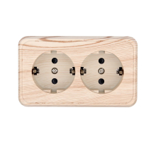 Розетка LK Studio двойная открытой установки с заземляющими контактами и защитными шторками (сосна) 813525