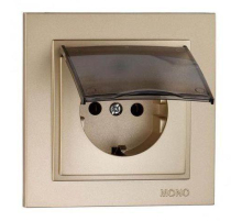 Розетка 2К+З Mono Electric Despina 16A 250V с крышкой винтовое подключение титан 102-222221-118