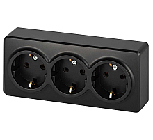 Розетка ЭРА Эксперт 11-2208-05 тройная с заземлением 3х2P+E Schuko IP20 16A-250В ОУ антрацит Б0063007