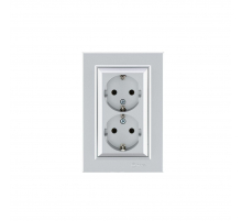 Розетка Makel 2-я с/з СП Karea 16А IP20 серебр. 56065082