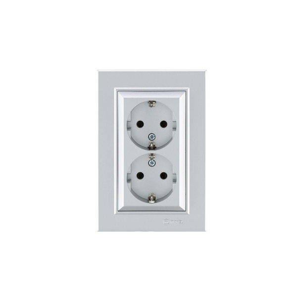 Розетка Makel 2-я с/з СП Karea 16А IP20 серебр. 56065082 Розетка Makel 2-я с/з СП Karea 16А IP20 серебр. 56065082