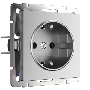 Розетка Werkel с заземлением и шторками серебряный матовый W1171165 4690389195587