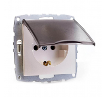 Розетка 2К+З Mono Electric Despina/ Larissa 16A 250V с крышкой винтовое подключение жемчуг 500-002521-118