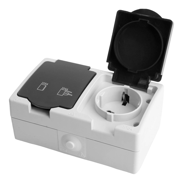 Розетка 2-местная с крышкой Stekker Велена PST16-12-54 32754