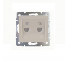 Розетка 2-ая телефонная евро Lezard Rain кремовая 703-0388-138