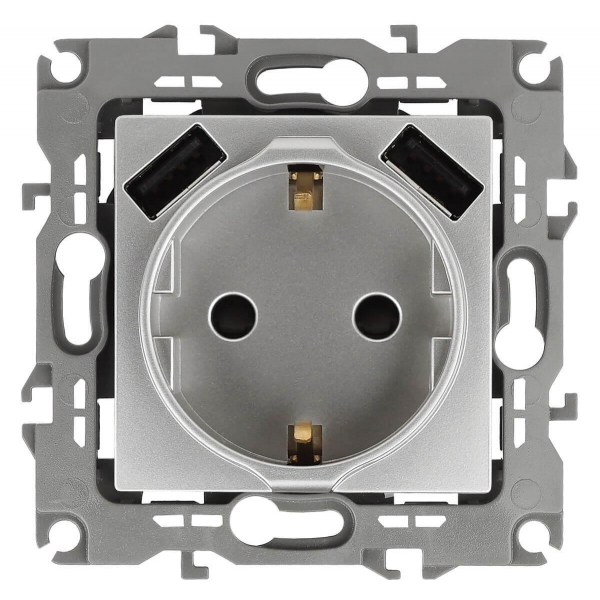 Розетка Эра Elegance 2P E со шторками 16A 250V 2xUSB 14-4109-03 Б0047869 Розетка Эра Elegance 2P E со шторками 16A 250V 2xUSB 14-4109-03 Б0047869