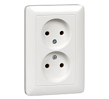 Розетка двойная 2К Systeme Electric Хит 16A 250V белая RS16-235-B
