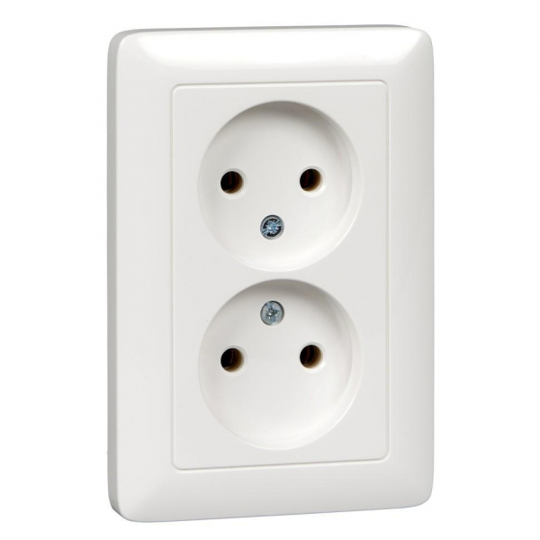 Розетка двойная 2К Systeme Electric Хит 16A 250V белая RS16-235-B