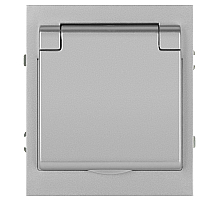 Розетка ЭРА Arktik 16-2103-03 с заземлением 2P+E Schuko со шторками с крышкой 16А-250В алюминий Б0070436