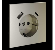 Накладка для розетки с заземлением и защитными шторками с USB A+C S70 (шелк) Voltum VLS001004