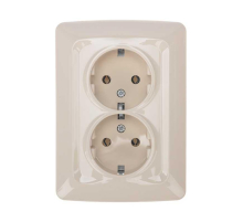 DEA Розетка 2-ая керамика с/з с/у 16А Беж KRANZ KR-78-0250