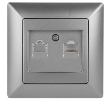 Розетка компьютерная RJ45 ЭРА Intro Solo серебро 4-303-03 Б0043384