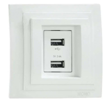 Розетка 2-а USB-зарядка Mono Electric Larissa 16A 250V белый 103-191905-178
