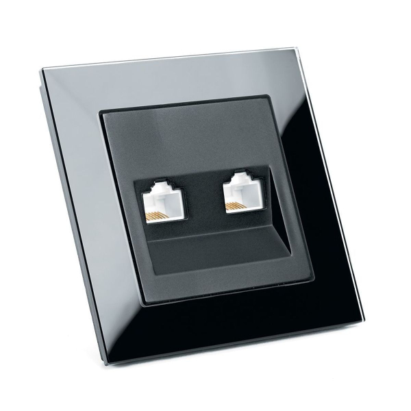 Розетка компьютерная 2-местная RJ-45 ,Stekker ,GLS00-7006-05 Катрин, черный 39509