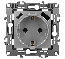 Розетка ЭРА Серия 12 12-4108-03 2P+E 16A-250В со шторками с USB type-A+C 5В-3А алюминий Б0067716