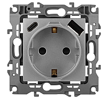 Розетка ЭРА Серия 12 12-4108-03 2P+E 16A-250В со шторками с USB type-A+C 5В-3А алюминий Б0067716