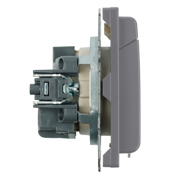 Розетка 1-местная с крышкой с защ. штор, STEKKER, с/з, 250В, 16А, серия Эмили, RST16-5112-10, платиново-серый, soft touch 49959