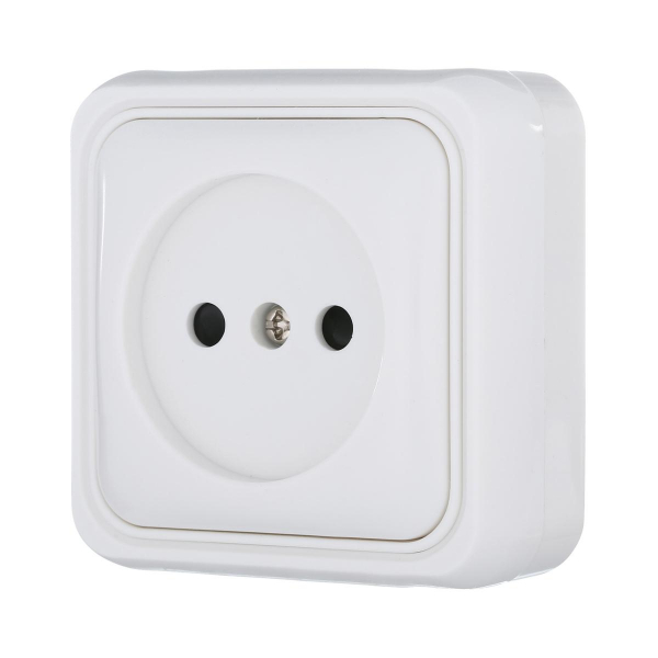 Розетка LK Studio открытой установки без заземляющих контактов с защитными шторками (белый) 813304