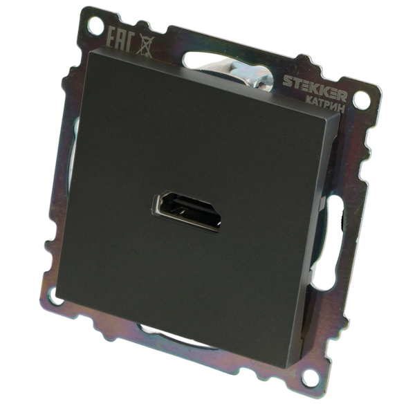 Розетка HDMI 2.1, Type A (механизм), серия Катрин, графит, GLS00-7118-06 50059