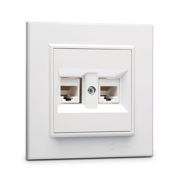 Розетка компьютерная Makel двойная СП Karea 16А IP20 CAT 5 бел. 56001036 Розетка компьютерная Makel двойная СП Karea 16А IP20 CAT 5 бел. 56001036