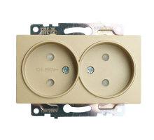 Розетка двойная 2P Stekker Катрин со шторками золото GLS10-7113-08 49225