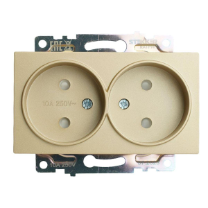 Розетка двойная 2P Stekker Катрин со шторками золото GLS10-7113-08 49225