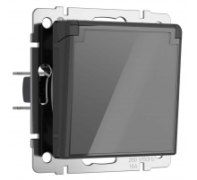 Розетка Werkel влагозащищенная с заземлением с защитой крышкой и шторками графит акрил) W1171244 4690389197529