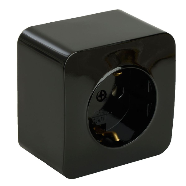 Розетка 2P+PE Stekker София черный MST16-11-02 49314