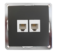 Розетка LK Studio телефонная двойная 2хRJ-11 с накладкой (черный бархат) 865608-1