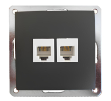 Розетка LK Studio телефонная двойная 2хRJ-11 с накладкой (черный бархат) 865608-1