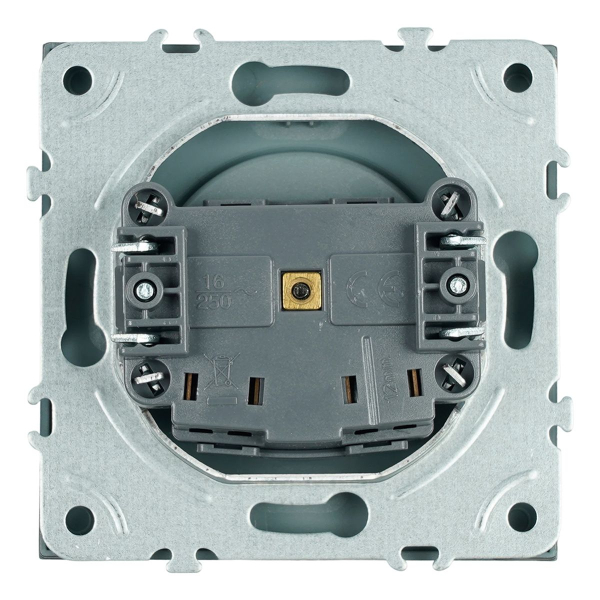 Розетка 1-местная с защитной шторкой (механизм), STEKKER,  б/з, 250В, 16А, серия Эмили, RST16-5109-05, черный уголь, soft touch 49850