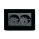 Розетка 2-местная с защитной шторкой с/з Stekker GLS16-7014-05 Катрин, черный 39516