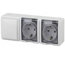 Блок розетки-выключатель ЭРА Эксперт IP54 16A 250V 11-7403-01 Б0027673