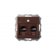 Розетка 2хRJ45 Liregus Epsilon коричневый 28-1451
