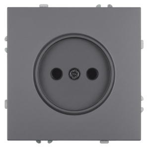 Розетка 1-местная с защитной шторкой (механизм), STEKKER, б/з, 250В, 16А, серия Эмили, RST16-5109-10, платиново-серый, soft touch 49954