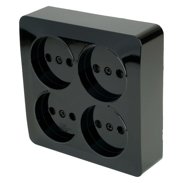 Розетка четырехместная 2P Stekker София черный MST10-14S-02 49321