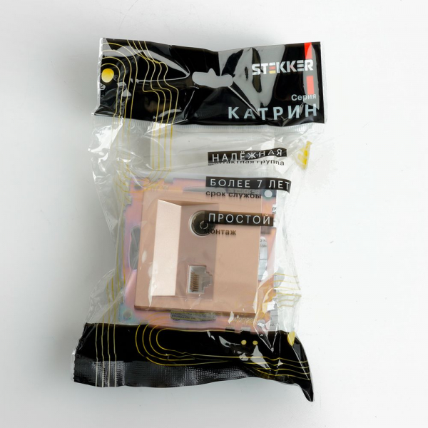 Розетка телевизионная TV + компьютерная RJ-45 Stekker Катрин шампань GLS00-7106-02 49184 Розетка телевизионная TV + компьютерная RJ-45 Stekker Катрин шампань GLS00-7106-02 49184