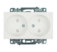 Розетка двойная 2P Stekker Катрин со шторками белый GLS10-7113-01 39573