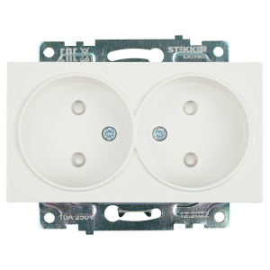 Розетка двойная 2P Stekker Катрин со шторками белый GLS10-7113-01 39573