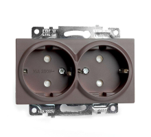 Розетка двухместная с защитной шторкой Stekker Катрин шоколад GLS16-7114-04 49030