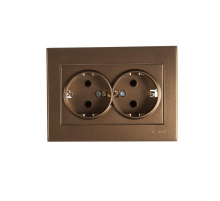 Розетка 2-ая с зазем. Lezard Rain бронза 703-3131-127