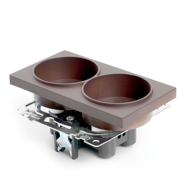 Розетка двухместная с защитной шторкой Stekker Катрин шоколад GLS10-7113-04 49026