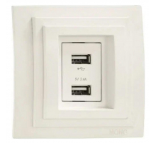 Розетка 2-а USB-зарядка Mono Electric Larissa 16A 250V крем 103-171705-178