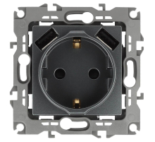 Розетка ЭРА Intro Solo Schuko P+E 16A 250V со шторками 2хUSB графит 12-4109-12 Б0047846